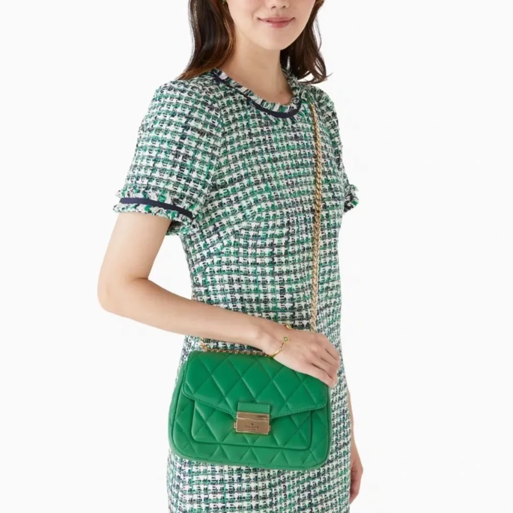 Kate Spade Carey Smooth Leather Quilted Small Flap Shoulder Bag, Green